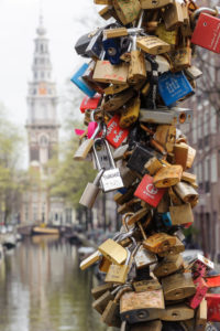 Love' locks on a bridge, Amsterdam, Holland, Netherlands Love' locks on a bridge, Amsterdam, Holland, Netherlands